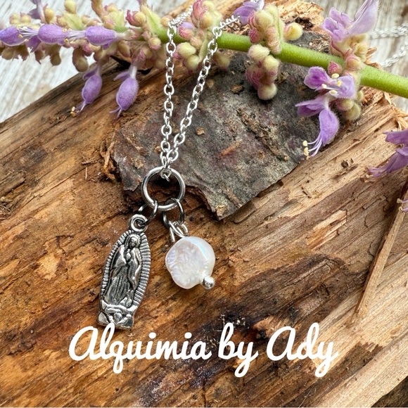 Alquimia by Ady Pearl and silver Lady of Guadalupe Necklace - Picture 1 of 3